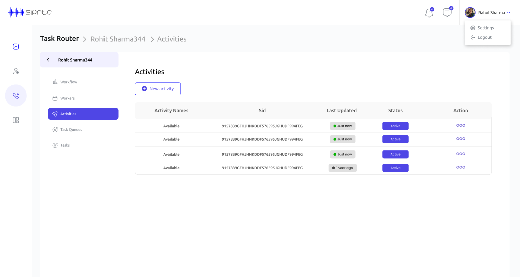 screenshot of SIPRTC CPaaS